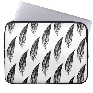 Funda Para Portátil Black and White White Lily Leaf Print
