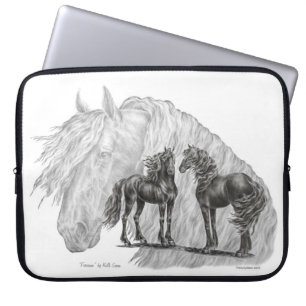 Funda Para Portátil Black Friesian Horses Manes Tails