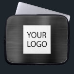 Funda Para Portátil Black Metallic - Promoción del logotipo Personaliz<br><div class="desc">Moderno Black Faux Metallic Stainless Elegant Tu Personalizado Logotipo Promocional Portátil Bag o Funda de publicidad promocional (promocional). Este elegante funda profesional de informática empresarial puede personalizarse para incluir el logotipo de su empresa o de su empresa.</div>