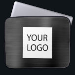Funda Para Portátil Black Metallic - Promoción del logotipo Personaliz<br><div class="desc">Moderno Black Faux Metallic Stainless Elegant Tu Personalizado Logotipo Promocional Portátil Bag o Funda de publicidad promocional (promocional). Este elegante funda profesional de informática empresarial puede personalizarse para incluir el logotipo de su empresa o de su empresa.</div>
