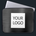 Funda Para Portátil Black Metallic - Promoción del logotipo Personaliz<br><div class="desc">Moderno Black Faux Metallic Stainless Elegant Tu Personalizado Logotipo Promocional Portátil Bag o Funda de publicidad promocional (promocional). Este elegante funda profesional de informática empresarial puede personalizarse para incluir el logotipo de su empresa o de su empresa.</div>