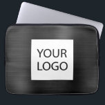 Funda Para Portátil Black Metallic - Promoción del logotipo Personaliz<br><div class="desc">Moderno Black Faux Metallic Stainless Elegant Tu Personalizado Logotipo Promocional Portátil Bag o Funda de publicidad promocional (promocional). Este elegante funda profesional de informática empresarial puede personalizarse para incluir el logotipo de su empresa o de su empresa.</div>