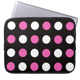 Funda Para Portátil Black Polka Dots Black Pink White