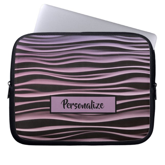 Funda Para Portátil Black Purple Modern Tech Waves Personaliza (Frente)