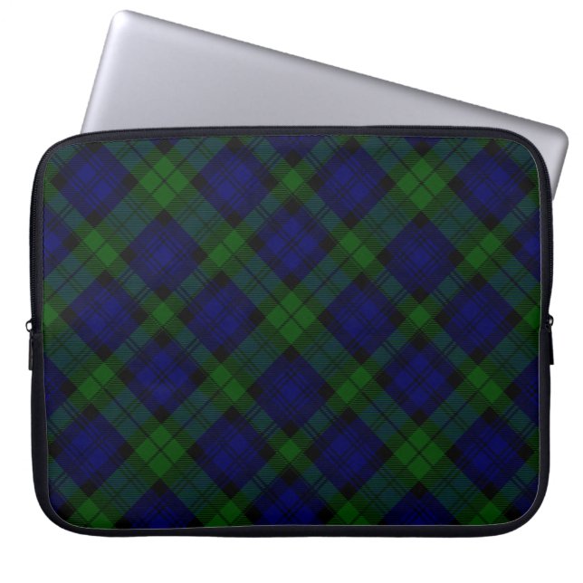 Funda Para Portátil Black Watch Tartan Blue Green Plage (Frente)
