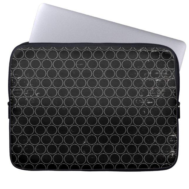 Funda Para Portátil Black White Circles Dots Laptop Computer Sleeve (Frente)