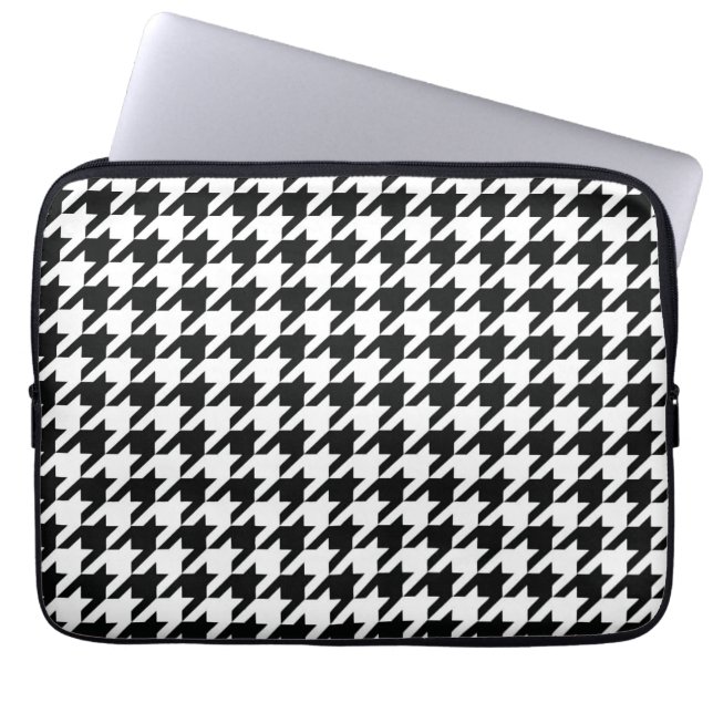 Funda Para Portátil Black White Classic Houndstap Check (Frente)