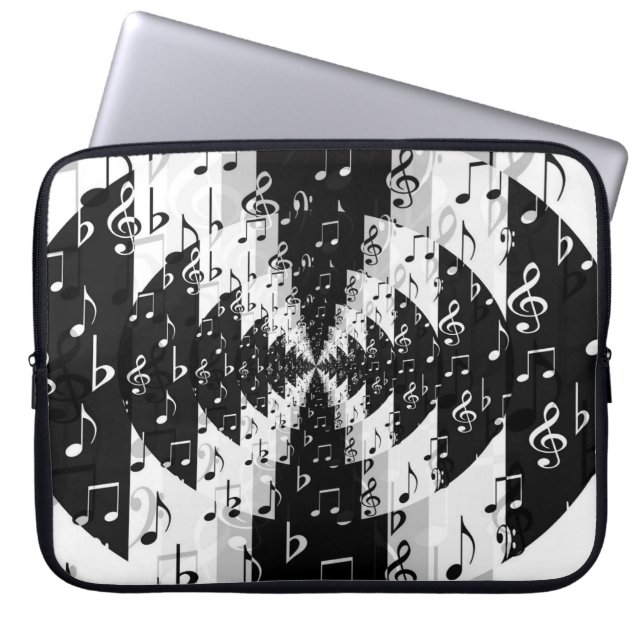 Funda Para Portátil Black & White Echo Music Notes (Frente)