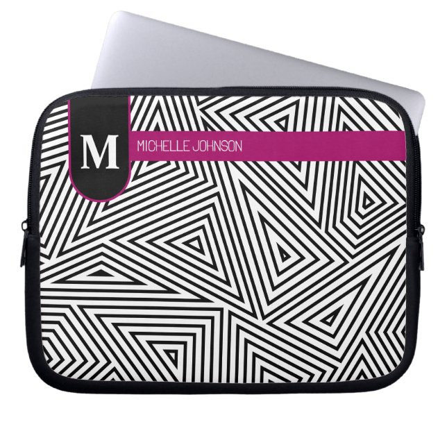 Funda Para Portátil Black White Triangle Pattern Laptop Case (Frente)
