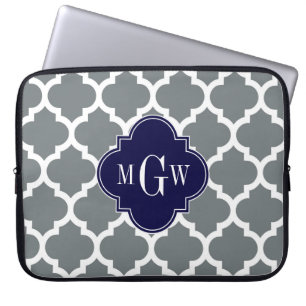 Funda Para Portátil Blanco Carbón Marruecos #5 Azul Marino 3 Monograma