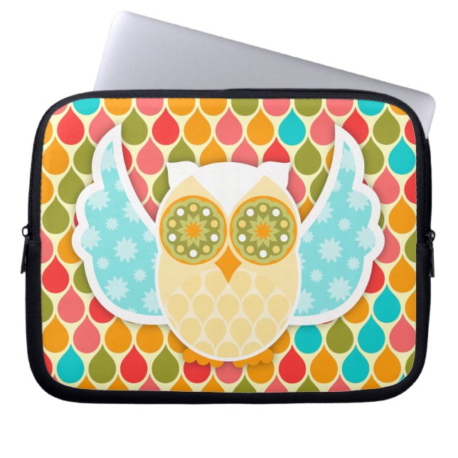 Funda Para Portátil Blanco de Boheme del búho (Frente)