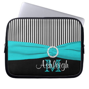 Funda Para Portátil Blanco negro Aqua con funda de portátil de la cint