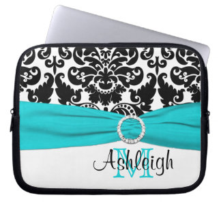 Funda Para Portátil Blanco negro de la aguamarina con la FALSA manga