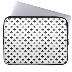 Funda Para Portátil Blanco Negro Fleur De Lis Delicado Mardi Gras