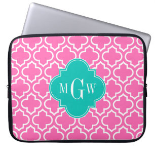 Funda Para Portátil Blanco Rosado Caliente Marroquí #6 Verde azulada