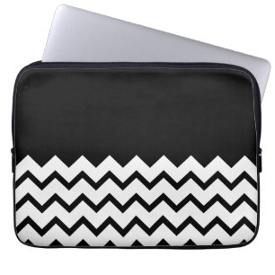 Funda Para Portátil Blanco y negro. El zigzag de la parte, pieza negro