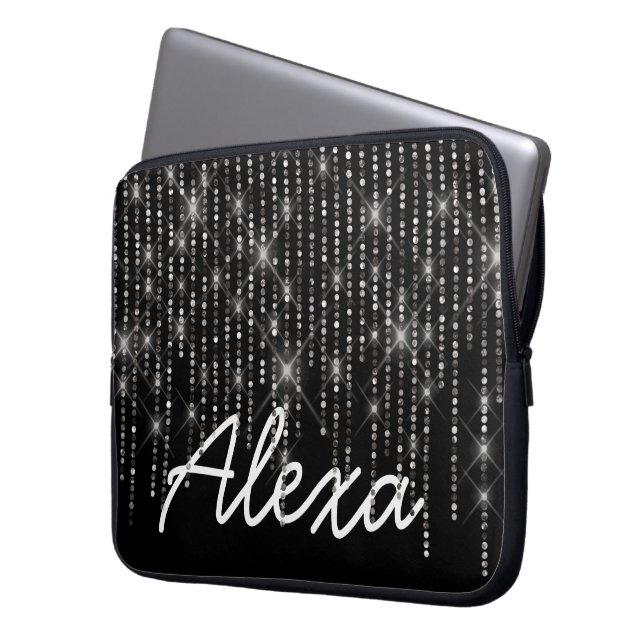 Funda Para Portátil Bling Diamante de imitación con nombre (Anverso izquierdo)