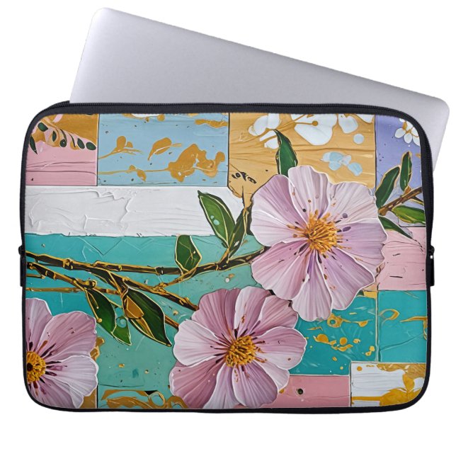 Funda Para Portátil Bloc de notas con iluminación floral (Frente)