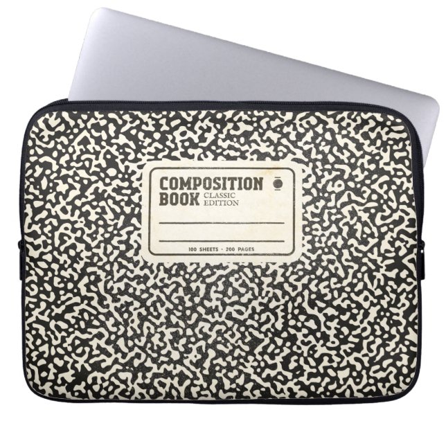 Funda Para Portátil Bloc de notas de composición negra (Frente)