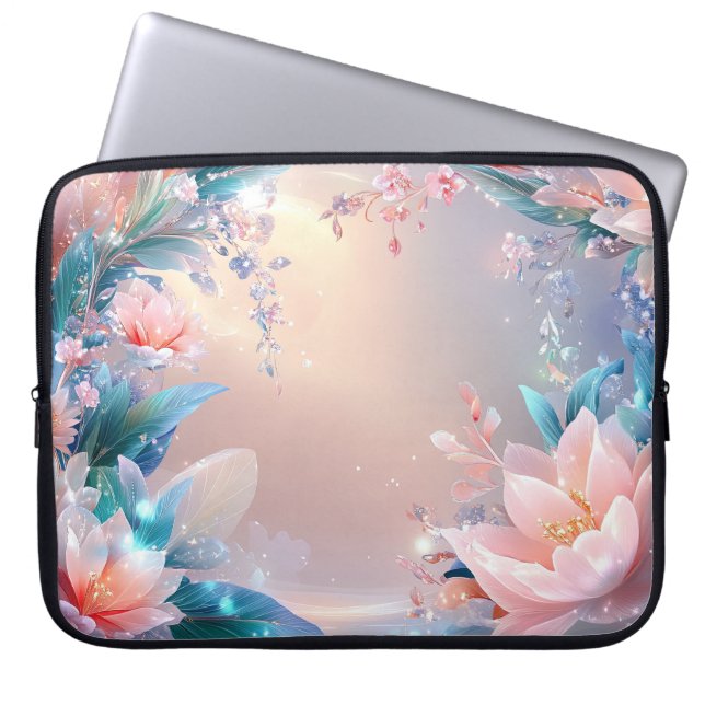 Funda Para Portátil Bloom etéreo: una fantasía floral soñadora (Frente)