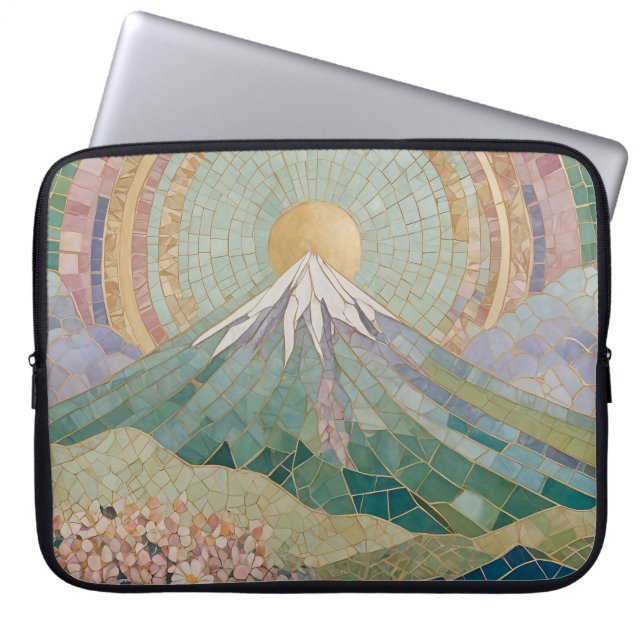 Funda Para Portátil Bloom etéreo: Volcán Pastel Mosaico en Primavera (Frente)
