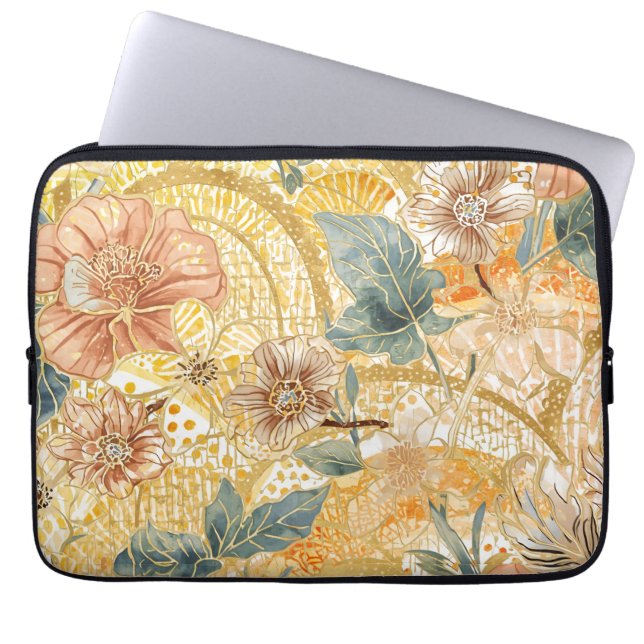Funda Para Portátil  Blooming Flowers and Yellow Peach Design Art (Frente)