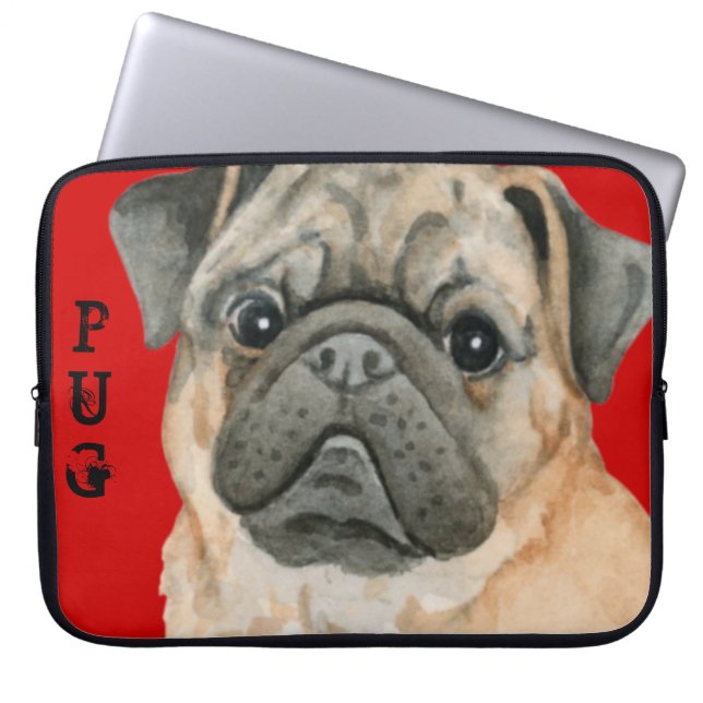 Funda Para Portátil Bloque de color de pug (Frente)