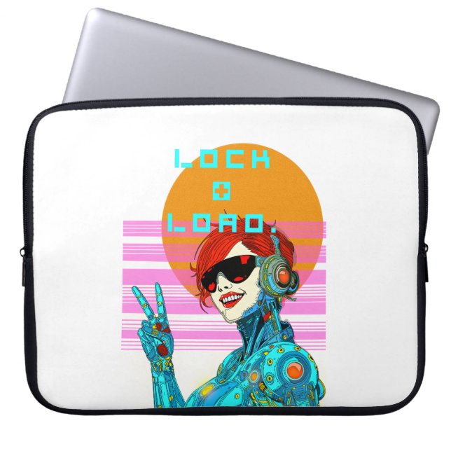 Funda Para Portátil Bloquear + cargar - Vibe Cyberpunk (Frente)