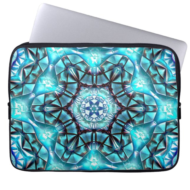 Funda Para Portátil Bloqueo en majestuoso azul cepillado con hilo quem (Frente)