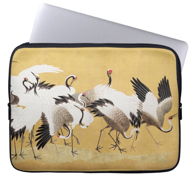 Funda Para Portátil Bloques de aves de corral japonesas vintage (Frente)