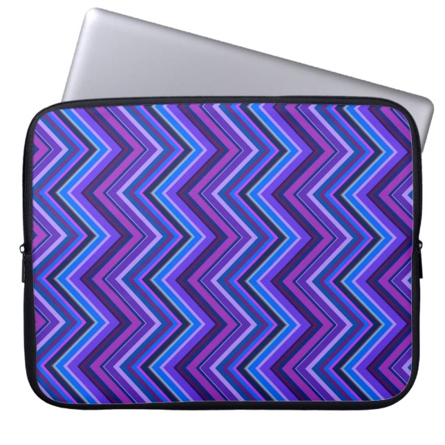 Funda Para Portátil Blue and purple zigzag stripes (Frente)