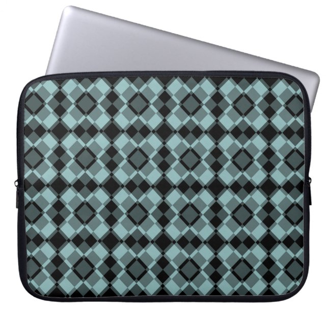 Funda Para Portátil Blue Black Checker Argyle Pattern (Frente)
