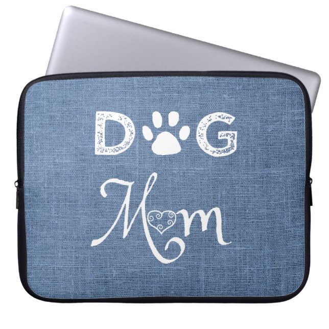 Funda Para Portátil Blue Burlap Dog Mom (Frente)
