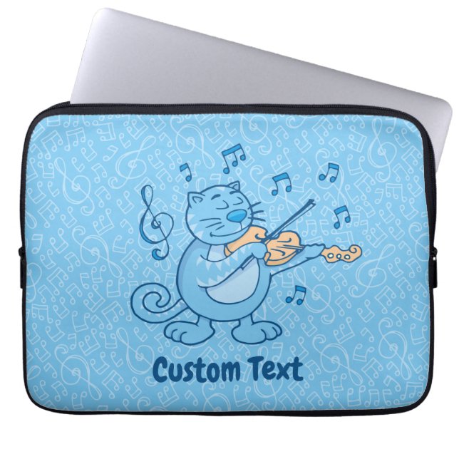 Funda Para Portátil Blue Cat with Violin Laptop Sleeve (Frente)