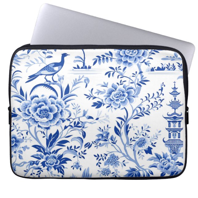 Funda Para Portátil Blue Chinoiserie Asia French Toile (Frente)