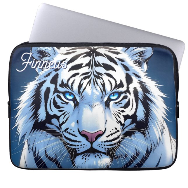 Funda Para Portátil Blue eyed White Tiger Personalized (Frente)