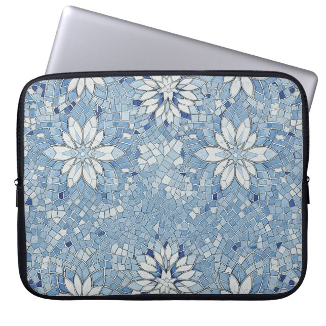 Funda Para Portátil blue floral mosaic (Frente)