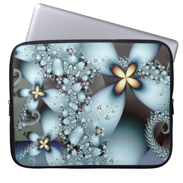 Funda Para Portátil Blue Gold Cute Abstract Floral (Frente)