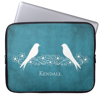 Funda Para Portátil Blue Lovebirds Floral Vine Laptop Sleeve