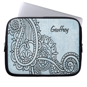 Funda para portátil Blue Mehndi Motif
