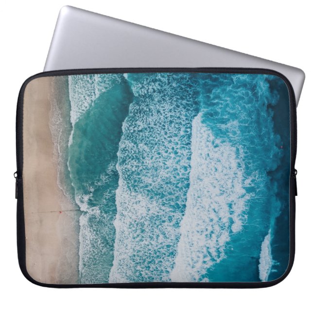Funda Para Portátil Blue Ocean Waves Sandy Beach (Frente)