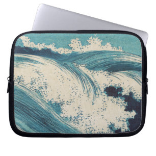 Funda Para Portátil Blue Ocean Waves Woodcut Japonés