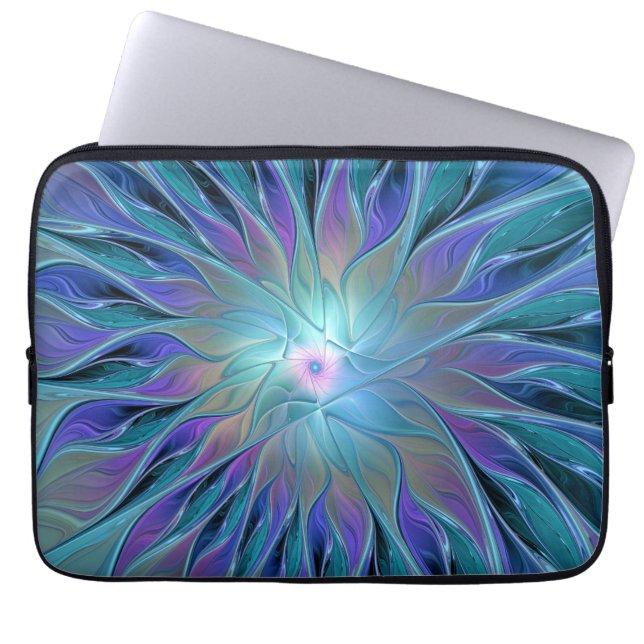 Funda Para Portátil Blue Purple Flower Dream Resumen arte fractal (Frente)