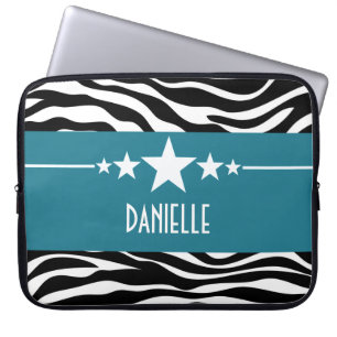 Funda para portátil Blue Sassy Star Zebra