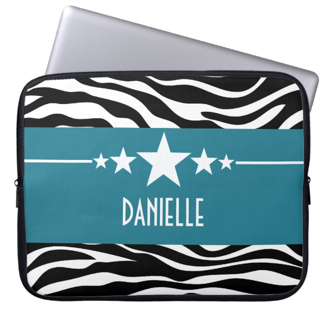 Funda para portátil Blue Sassy Star Zebra (Frente)
