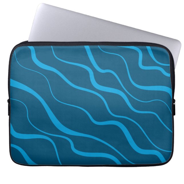 Funda Para Portátil Blue, simple, modern, cool wave abstraction (Frente)