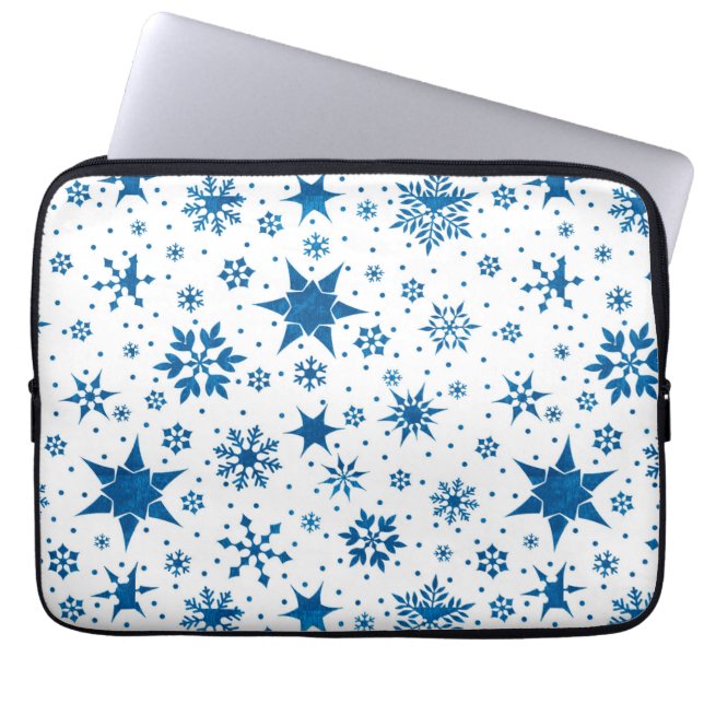 Funda Para Portátil Blue Snowflake Pattern (Frente)