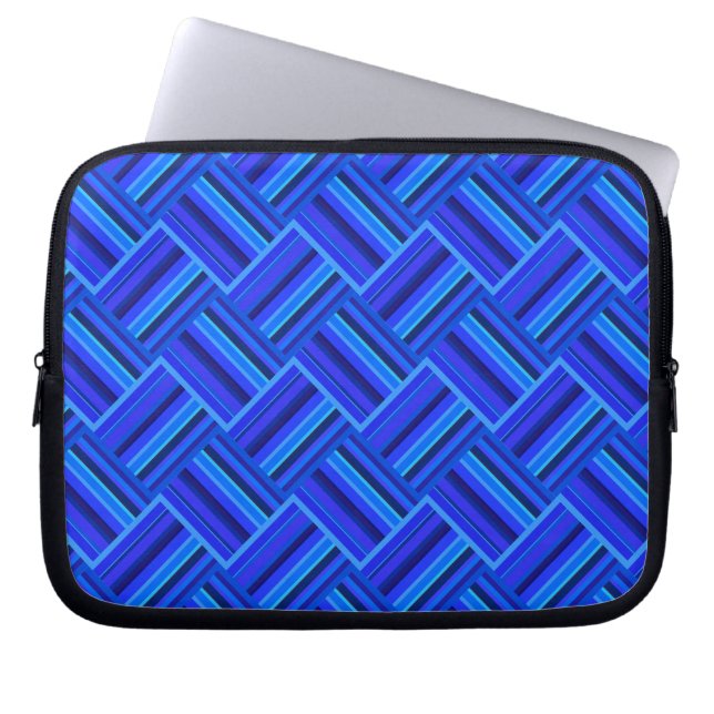 Funda Para Portátil Blue stripes diagonal weave pattern (Frente)