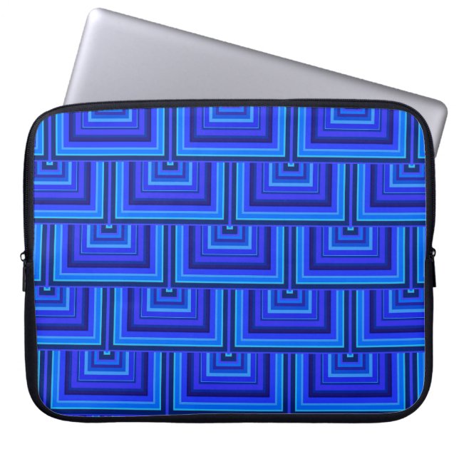 Funda Para Portátil Blue stripes square scales pattern (Frente)