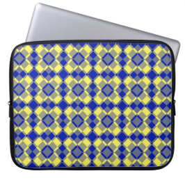 Funda Para Portátil Blue Yellow Checker Argyle Pattern